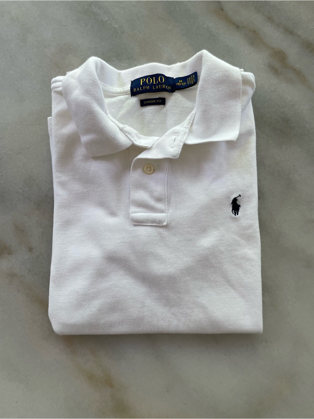 Ralph Lauren White Polo Shirt with Navy Logo